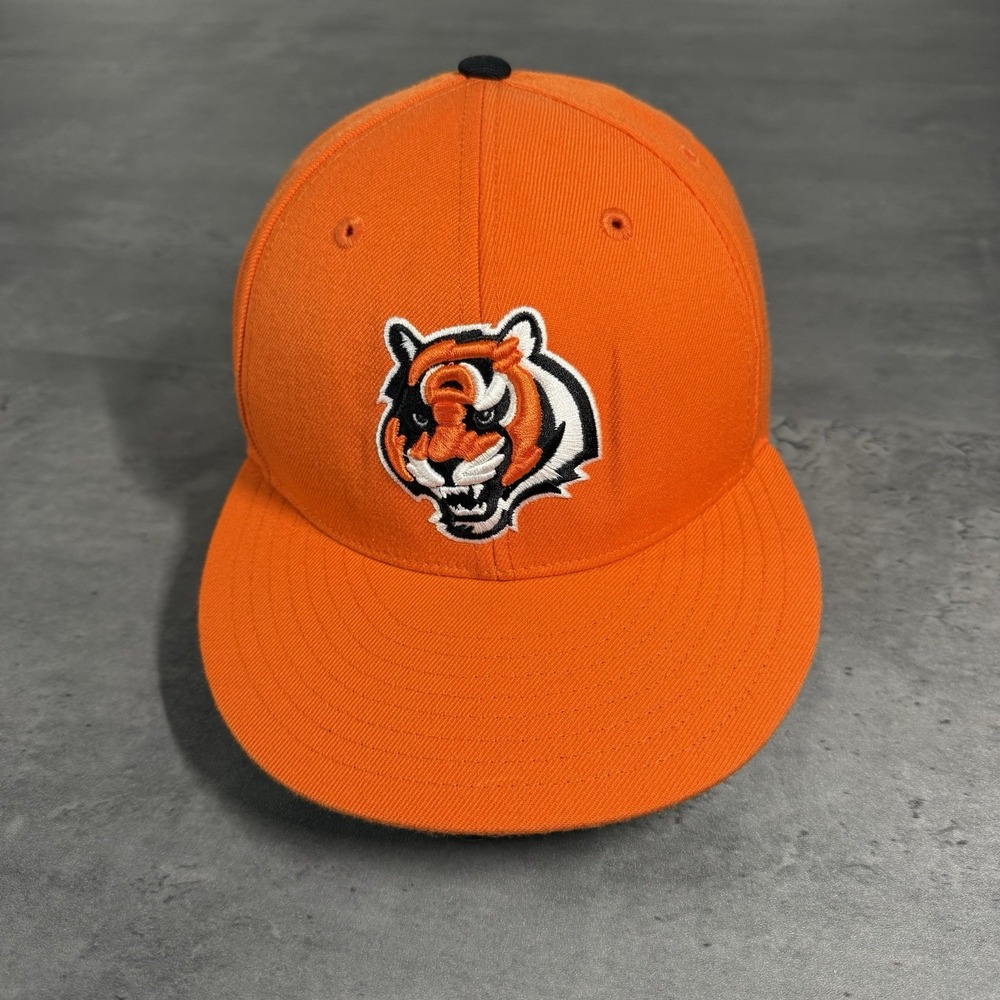 Cincinnati Bengals Hat Mitchell & Ness Cap 7 3/8 Orange Logo Tiger Mascot Fitted